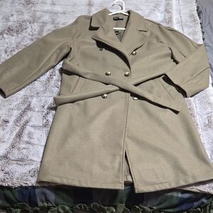 SHEIN Khaki Double-Breasted Trench Coat